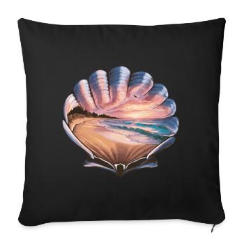 Muschel Strand Szene Serene Ozean Landschaft - Sofakissenbezug 45 x 45 cm - Schwarz - Vorne