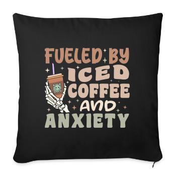 Fueled By Iced Coffee and Anxiety Groovy Coffee - Housse de coussin décorative 45 x 45 cm - noir - Devant