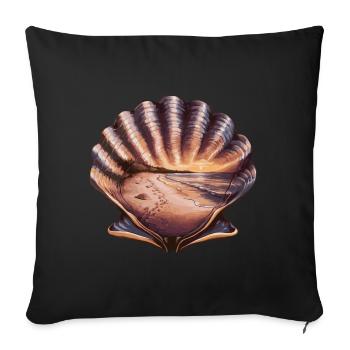 Muschel Strand Szene Serene Ozean Landschaft - Sofakissenbezug 45 x 45 cm - Schwarz - Vorne