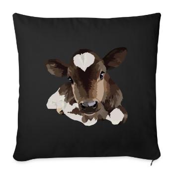 Petite vache allongée - Housse de coussin décorative 45 x 45 cm - noir - Devant