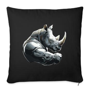 Nashorn Gewichtheben Fitness-Studio - Sofakissenbezug 45 x 45 cm - Schwarz - Vorne