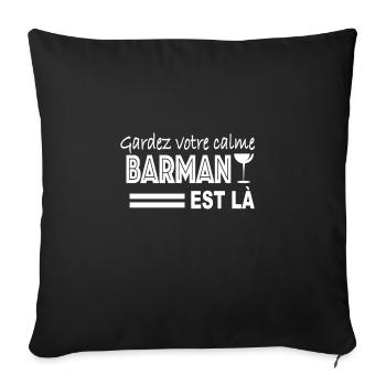 gardez votre calme le barman est là - Housse de coussin décorative 45 x 45 cm - noir - Devant
