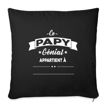 ce papy génial appartient à prénom,personnalisé - Housse de coussin décorative 45 x 45 cm - noir - Devant