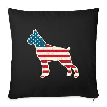 4th of July Boxer American Flag Dog USA - Sofa pillowcase 17,3'' x 17,3'' (45 x 45 cm) - black - Front