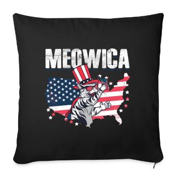 Miau Amerika US Flagge Patriotische Katze - Sofakissenbezug 45 x 45 cm - Schwarz - Vorne