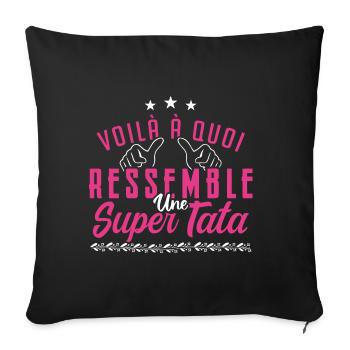 Super tata - Housse de coussin décorative 45 x 45 cm - noir - Devant