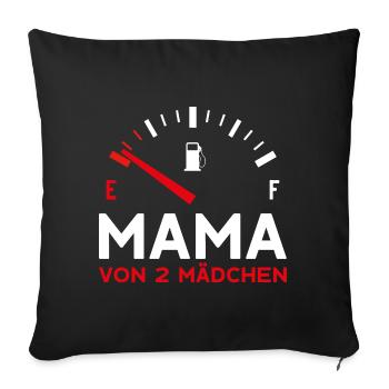 MAMA 2 MÄDCHEN ZWEI TÖCHTER MUTTERTAG - Sofakissenbezug 45 x 45 cm - Schwarz - Vorne