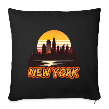 New York City Skyline Sonnenuntergang Hitze - Sofakissenbezug 45 x 45 cm - Schwarz - Vorne