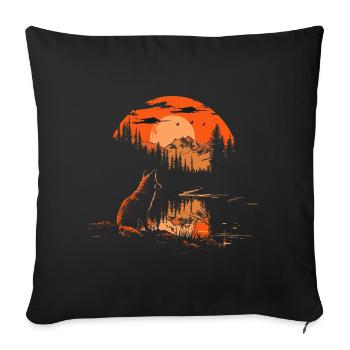 Tête de renard forêt animaux nature arbres bébé renard - Housse de coussin décorative 45 x 45 cm - noir - Devant
