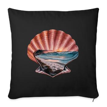 Muschel Strand Szene Serene Ozean Landschaft - Sofakissenbezug 45 x 45 cm - Schwarz - Vorne