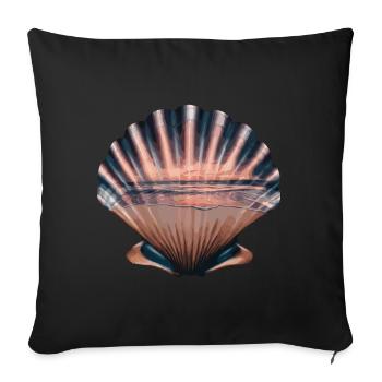 Muschel Strand Szene Serene Ozean Landschaft - Sofakissenbezug 45 x 45 cm - Schwarz - Vorne