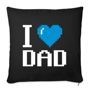 J'aime mon papa pixels pères - Housse de coussin décorative 45 x 45 cm - noir - Devant