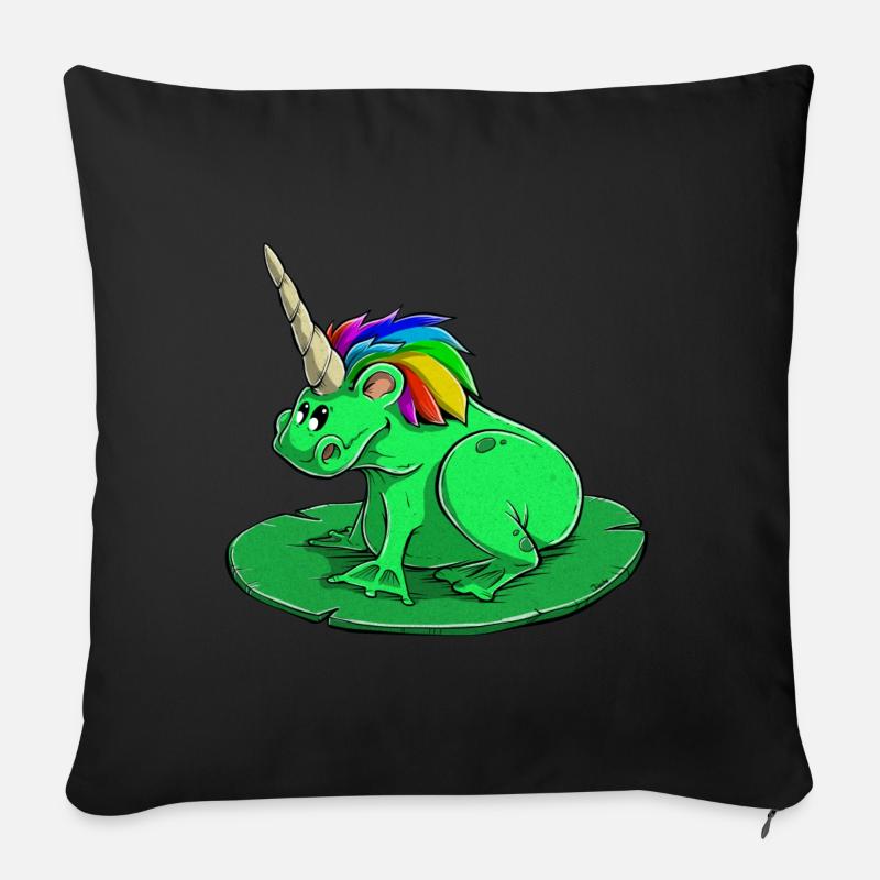 Frosch UNICORN|EINHORN by matjuse - Sofakissenbezug 45 x 45 cm - Schwarz