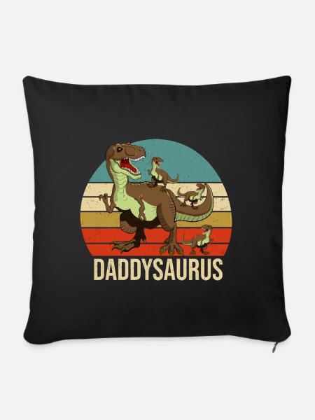 Daddy Dino Grafik - Sofakissenbezug 45 x 45 cm - Schwarz