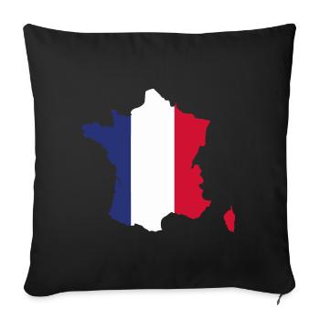 France drapeau - drapeau de la France - Housse de coussin décorative 45 x 45 cm - noir - Devant