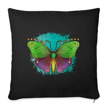 Papillon coloré Femmes Filles Papillons - Housse de coussin décorative 45 x 45 cm - noir - Devant