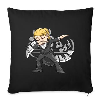 Klavierspielerin Pianistin Klavier Mädchen - Sofakissenbezug 45 x 45 cm - Schwarz - Vorne