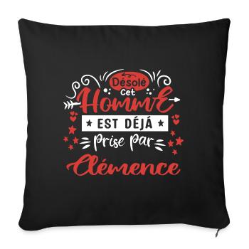 Cadeau Homme déja pris par Clémence - Housse de coussin décorative 45 x 45 cm - noir - Devant