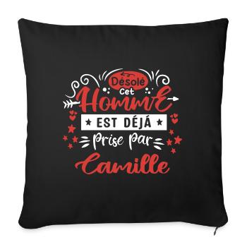 Cadeau Homme déja pris par Camille - Housse de coussin décorative 45 x 45 cm - noir - Devant