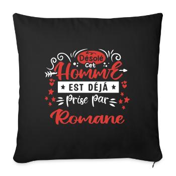 Cadeau Homme déja pris par Romane - Housse de coussin décorative 45 x 45 cm - noir - Devant