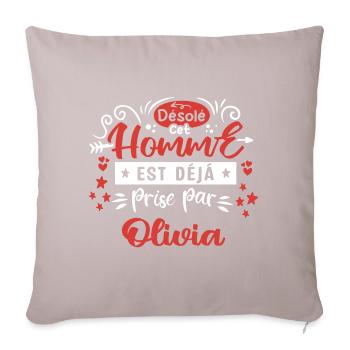 Cadeau Homme déja pris par Olivia - Housse de coussin décorative 45 x 45 cm - taupe clair - Devant
