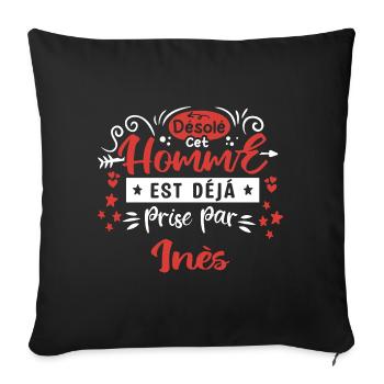 Cadeau Homme déja pris par Inés - Housse de coussin décorative 45 x 45 cm - noir - Devant