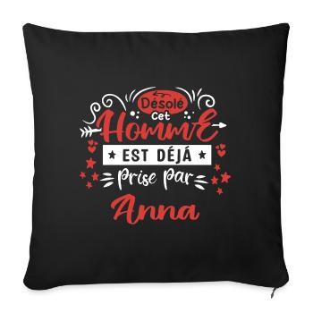 Cadeau Homme déja pris par Anna - Housse de coussin décorative 45 x 45 cm - noir - Devant