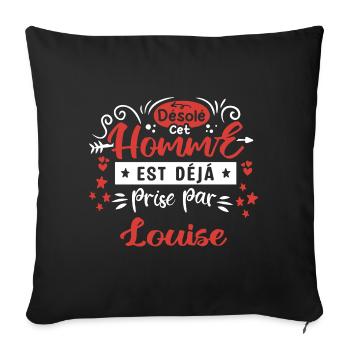 Cadeau Homme déja pris par Louise - Housse de coussin décorative 45 x 45 cm - noir - Devant