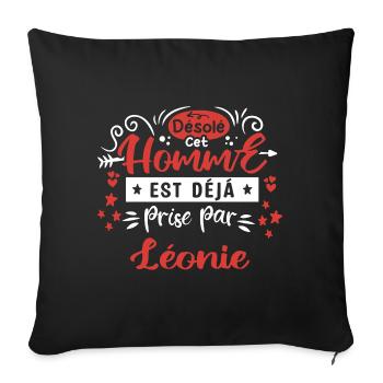 Cadeau Homme déja pris par Léonie - Housse de coussin décorative 45 x 45 cm - noir - Devant