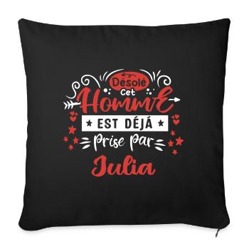 Cadeau Homme déja pris par julia - Housse de coussin décorative 45 x 45 cm - noir - Devant