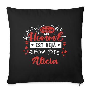 Cadeau Homme déja pris par Alicia - Housse de coussin décorative 45 x 45 cm - noir - Devant