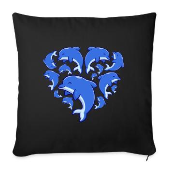 Herz Delfin - Sofakissenbezug 45 x 45 cm - Schwarz - Vorne