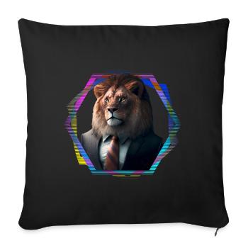 Lion in suit - Sofa pillowcase 17,3'' x 17,3'' (45 x 45 cm) - black - Front