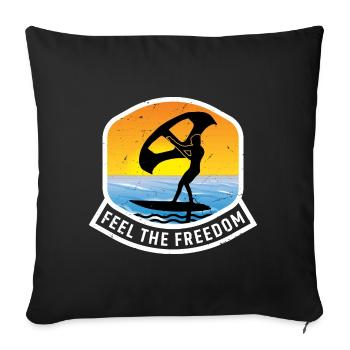 Feel The Freedom Hydrofoil Wingfoil Wingfoiling - Sofa pillowcase 17,3'' x 17,3'' (45 x 45 cm) - black - Front