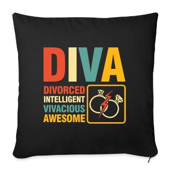 Diva Divorced Inteligent Vivacious Awesome - Sofakissenbezug 45 x 45 cm - Schwarz - Vorne