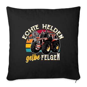 Traktor Trecker Echte Helden Fahren Gelbe Felgen - Sofakissenbezug 45 x 45 cm - Schwarz - Vorne