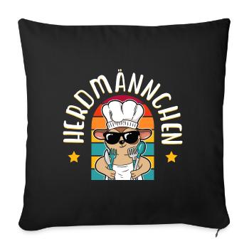 Herdmännchen Koch Hobbykoch Humor Geschenkidee - Sofakissenbezug 45 x 45 cm - Schwarz - Vorne