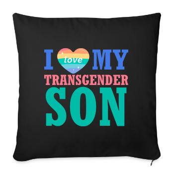 Aime mon fils transgenre, protège les enfants trans - Housse de coussin décorative 45 x 45 cm - noir - Devant