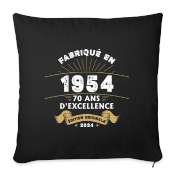 Made in 1954 70 Years of Original Excellence - Sofa pillowcase 17,3'' x 17,3'' (45 x 45 cm) - black - Front