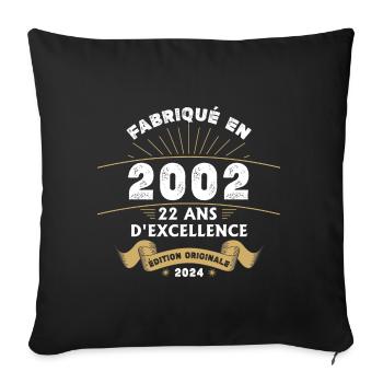 Made in 2002 22 years of original excellence - Sofa pillowcase 17,3'' x 17,3'' (45 x 45 cm) - black - Front