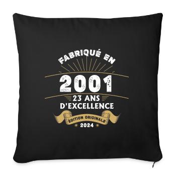 Made in 2001 23 Years of Original Excellence - Sofa pillowcase 17,3'' x 17,3'' (45 x 45 cm) - black - Front
