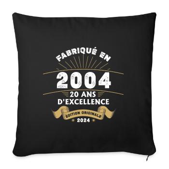 Made in 2004 20 years of original excellence - Sofa pillowcase 17,3'' x 17,3'' (45 x 45 cm) - black - Front