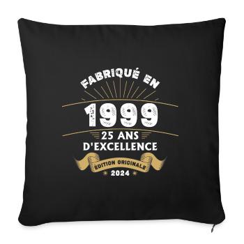 Fabriqué en 1999 25 ans d'excellence originale - Housse de coussin décorative 45 x 45 cm - noir - Devant