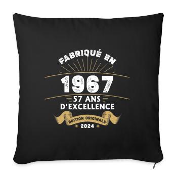 Made in 1967 57 Years of Original Excellence - Sofa pillowcase 17,3'' x 17,3'' (45 x 45 cm) - black - Front