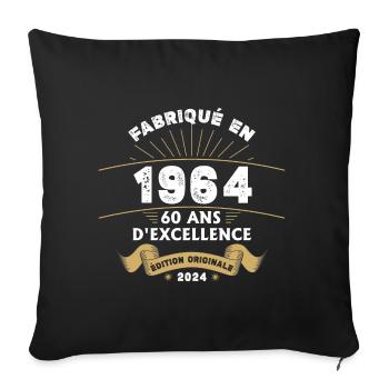 Made in 1964 60 Years of Original Excellence - Sofa pillowcase 17,3'' x 17,3'' (45 x 45 cm) - black - Front