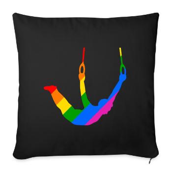 Gymnastique d’anneau dans une débauche de couleurs - Housse de coussin décorative 45 x 45 cm - noir - Devant