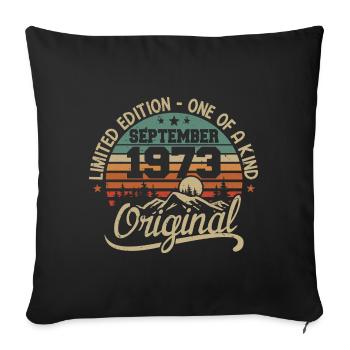 September 1973 Birthday Gift September 1973 - Sofa pillowcase 17,3'' x 17,3'' (45 x 45 cm) - black - Front