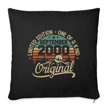 Birthday September 2000 Gift September 2000 - Sofa pillowcase 17,3'' x 17,3'' (45 x 45 cm) - black - Front