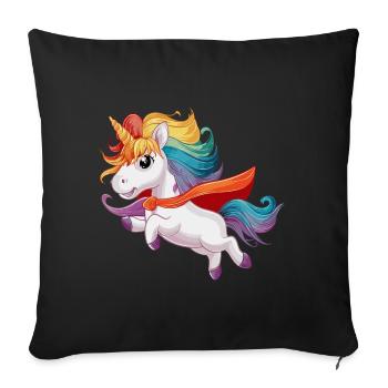 Lustiges Einhorn als Held für einen Superheld - Sofakissenbezug 45 x 45 cm - Schwarz - Vorne