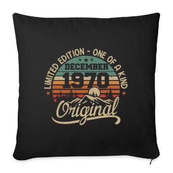 Original 55th Anniversary Gift, December 1970 - Sofa pillowcase 17,3'' x 17,3'' (45 x 45 cm) - black - Front